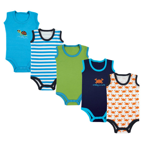 Luvable Friends Cotton Sleeveless Bodysuits, Crab