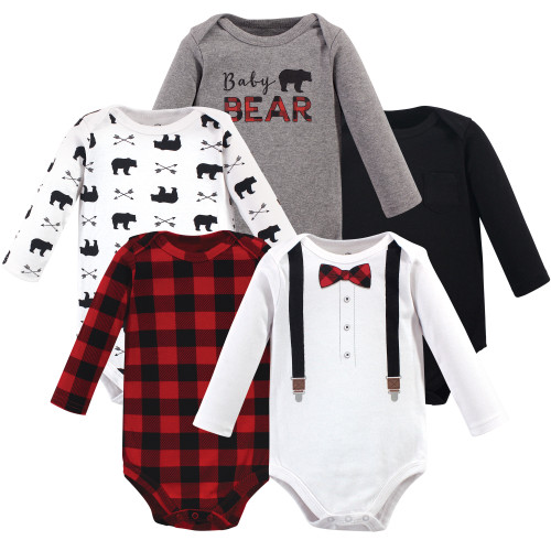Little Treasure Long Sleeve Bodysuit, Pant and Shoes, Lumberjack Bow