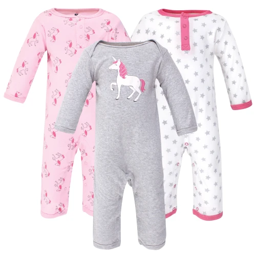 Hudson Baby Cotton Coveralls, Pink Unicorn