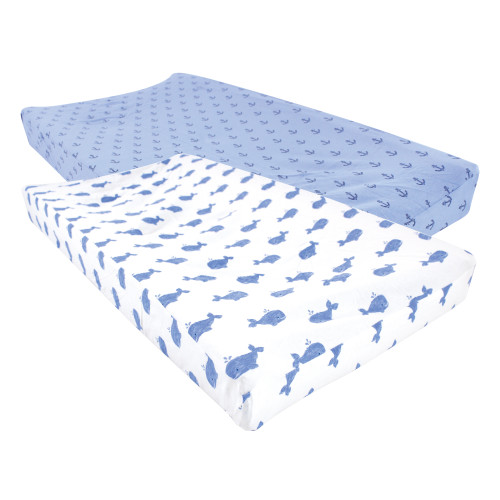 Hudson Baby Fitted Changing Pad Cover 2pk, Blue Whale, One Size