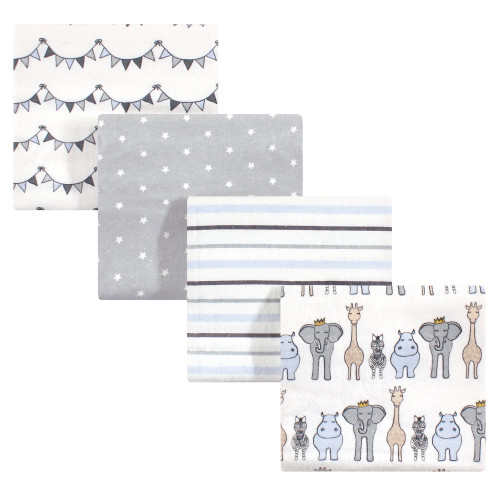 Hudson Baby Cotton Flannel Receiving Blankets, Royal Safari