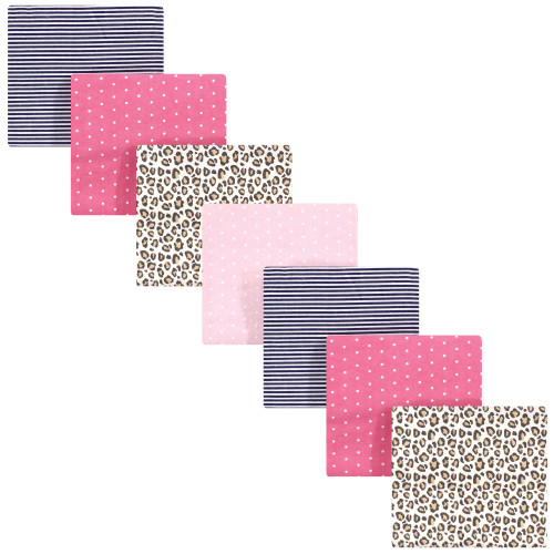 Hudson Baby Cotton Flannel Receiving Blankets Bundle, Leopard