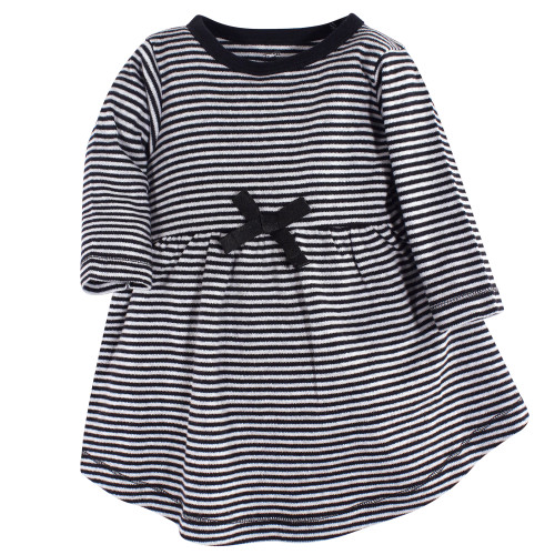 Touched by Nature Organic Cotton Short-Sleeve and Long-Sleeve Dresses, Baby Toddler Black Floral Long Sleeve