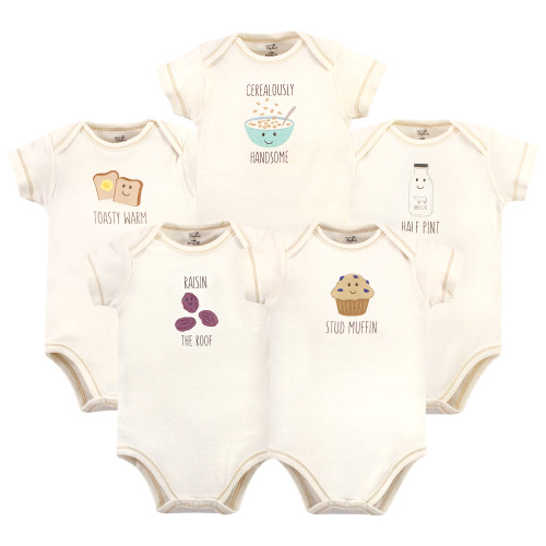 Touched by Nature Organic Cotton Bodysuits 5pk, Muffin