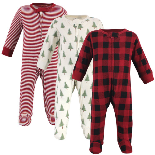 Touched by Nature Organic Cotton Sleep N Play 3pk, Tree and Plaid