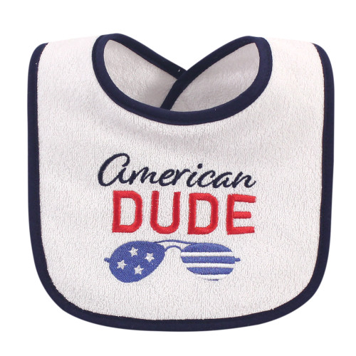 Hudson Baby Cotton Terry Drooler Bibs with Fiber Filling, Holiday Boy Onederful