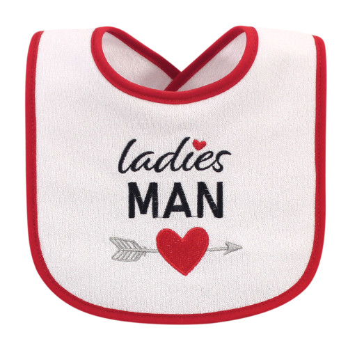 Hudson Baby Cotton Terry Drooler Bibs with Fiber Filling, Holiday Boy Onederful