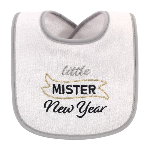 Hudson Baby Cotton Terry Drooler Bibs with Fiber Filling, Holiday Boy Onederful