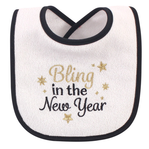 Hudson Baby Cotton Terry Drooler Bibs with Fiber Filling, Holiday Girl I Am One