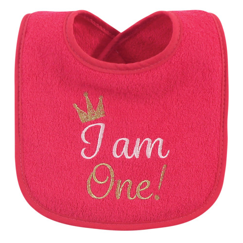 Hudson Baby Cotton Terry Drooler Bibs with Fiber Filling, Holiday Girl I Am One