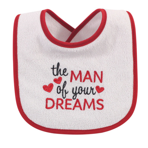 Hudson Baby Cotton Terry Drooler Bibs with Fiber Filling, Holiday Boy Bow Tie