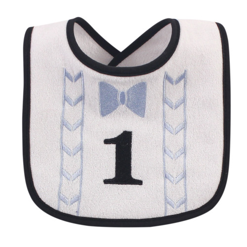 Hudson Baby Cotton Terry Drooler Bibs with Fiber Filling, Holiday Boy Bow Tie