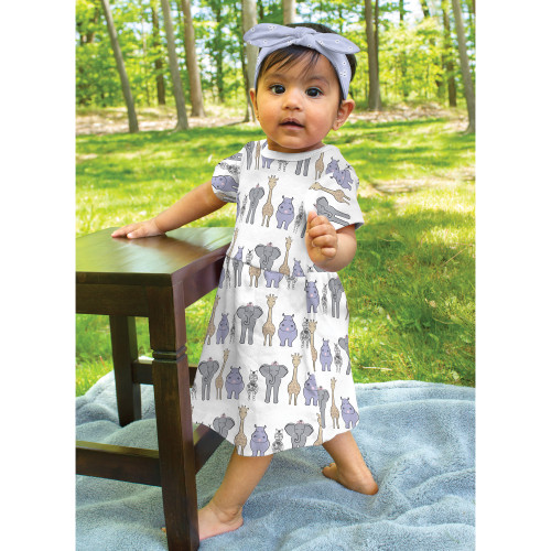 Hudson Baby Cotton Dresses, Pink Safari
