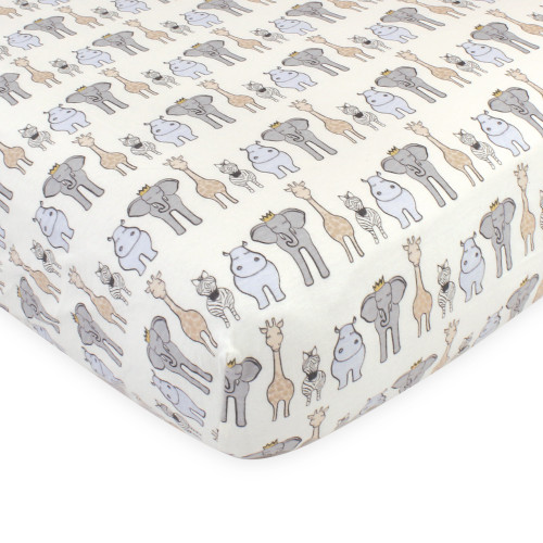 Hudson Baby Cotton Fitted Crib Sheet, Royal Safari