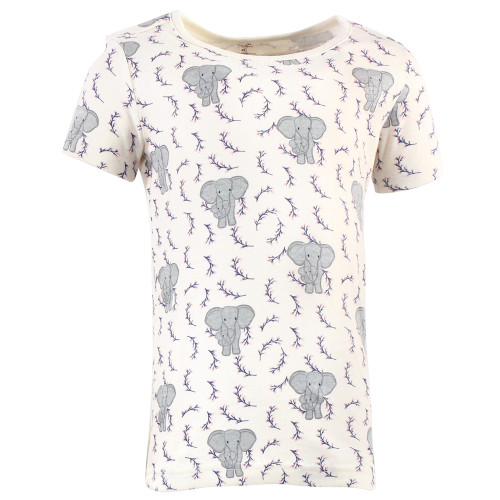 Touched by Nature Organic Cotton Tight-Fit Pajama Set, Pink Elephant