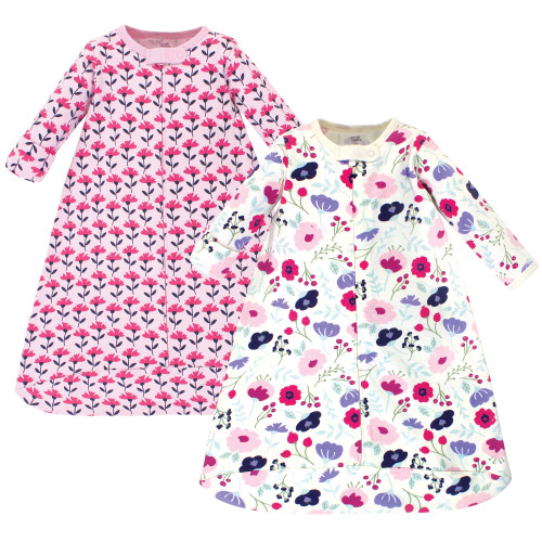 Touched by Nature Organic Cotton Long-Sleeve Wearable Sleeping Bag, Sack, Blanket, Pink Botanical