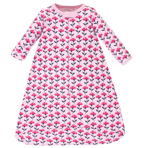 Touched by Nature Organic Cotton Long-Sleeve Wearable Sleeping Bag, Sack, Blanket, Pink Botanical
