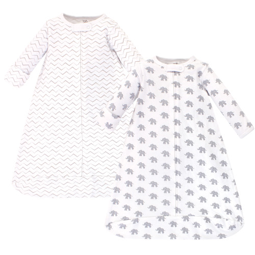 Touched by Nature Organic Cotton Long-Sleeve Wearable Sleeping Bag, Sack, Blanket, Marching Elephant