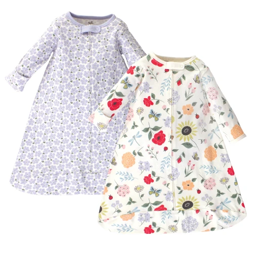 Touched by Nature Organic Cotton Long-Sleeve Wearable Sleeping Bag, Sack, Blanket, Flutter Garden