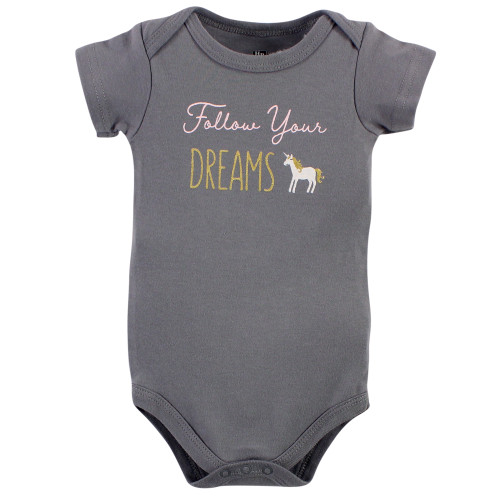 Hudson Baby Cotton Bodysuits, Gold Unicorn