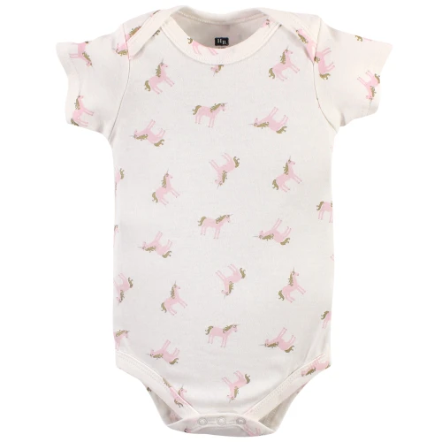 Hudson Baby Cotton Bodysuits, Gold Unicorn