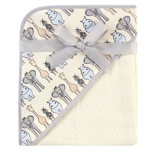 Hudson Baby Cotton Hooded Towel and Washcloth, Royal Safari
