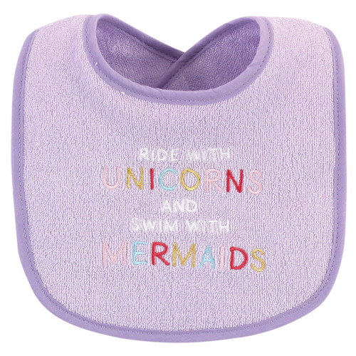Luvable Friends Cotton Drooler Bibs with Fiber Filling, Unicorns And Mermaids