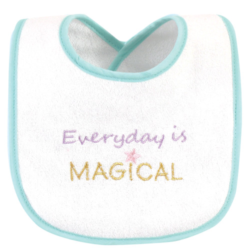 Luvable Friends Cotton Drooler Bibs with Fiber Filling, Unicorns And Mermaids