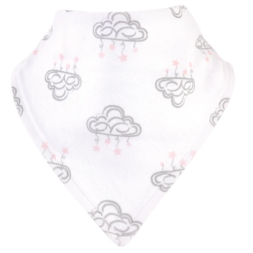 Hudson Baby Cotton Bib and Headband or Caps Set, Cloud Mobile Pink