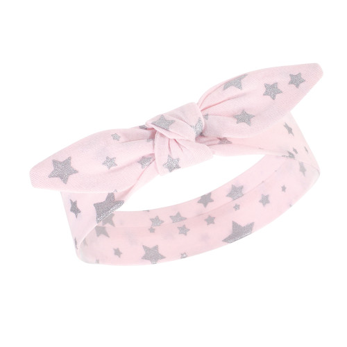 Hudson Baby Cotton Bib and Headband or Caps Set, Cloud Mobile Pink