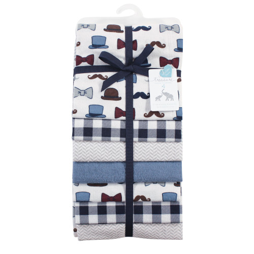 Little Treasure Cotton Flannel Receiving Blankets, Handsome Fella 7-Pack