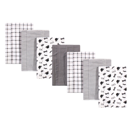 Little Treasure Cotton Flannel Burp Cloths, Gentleman 7-Pack