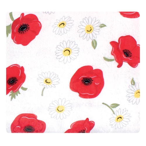 Hudson Baby Cotton Flannel Receiving Blankets, Poppy/Daisy