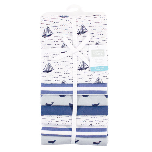 Hudson Baby Cotton Flannel Receiving Blankets Bundle, Sailboat