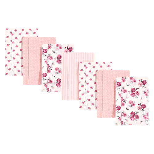 Hudson Baby Cotton Flannel Burp Cloths, Cream Rose