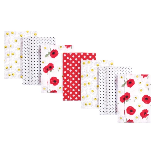 Hudson Baby Cotton Flannel Burp Cloths, Poppy Daisy