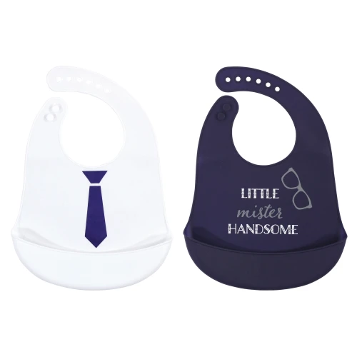 Hudson Baby Silicone Bibs, Little Mister Handsome