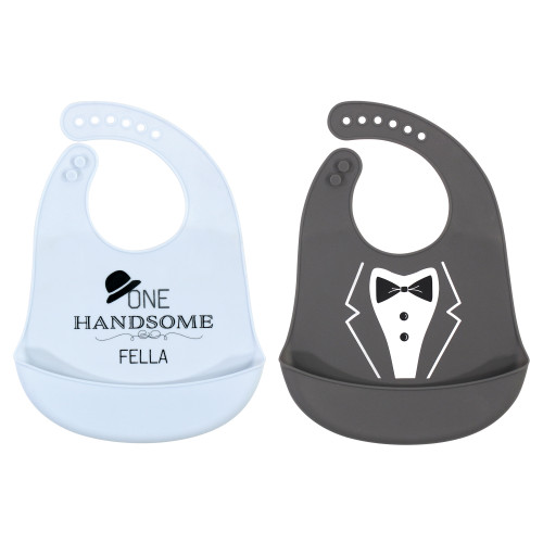 Hudson Baby Silicone Bibs, One Handsome Fella