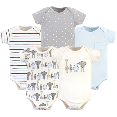 Hudson Baby Cotton Bodysuits, Royal Safari