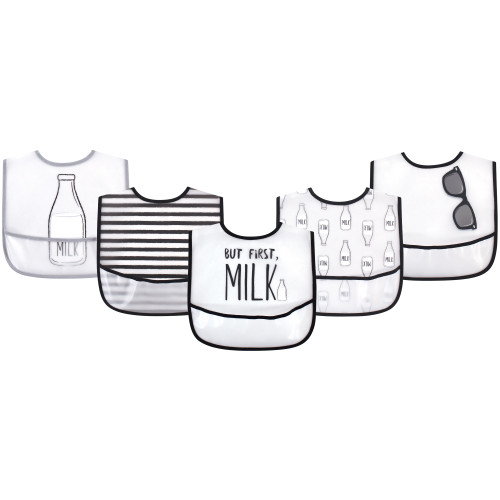 Little Treasure Waterproof PEVA Bibs, But First Milk