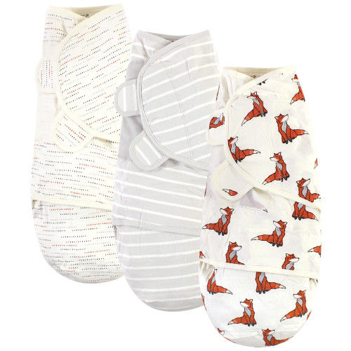 Touched by Nature Organic Cotton Swaddle Wraps, Boho Fox, 0-3 Months
