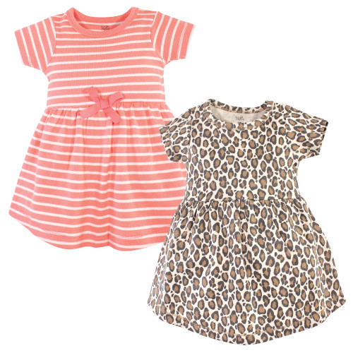 Touched by Nature Girls, Toddler, and Baby Organic Cotton Short-Sleeve Dresses, Leopard