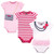 Little Treasure Cotton Bodysuits, Pink Navy Necklace