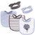 Hudson Baby Cotton Bib and Headband or Caps Set, Periwinkle