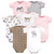 Hudson Baby Cotton Bodysuits, Modern Pink Safari
