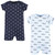 Hudson Baby Cotton Rompers, Blue Shark