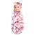 Touched by Nature Organic Cotton Swaddle Blanket and Headband or Cap, Cherry Blossom