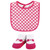Hudson Baby Cotton Bib and Sock Set, Pink Strawberry