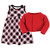 Hudson Baby Quilted Cardigan and Dress, Black Red Plaid
