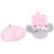 Hudson Baby Trapper Hat, Mitten and Bootie Set, Pink Gray Elephant